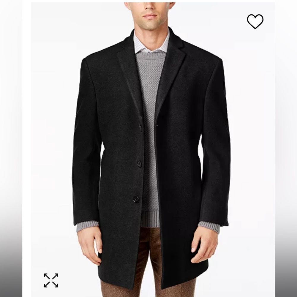 Men’s Calvin Klein Proper‎ Wool Blend 3 Botton Coat in Black, New with tags, 38R